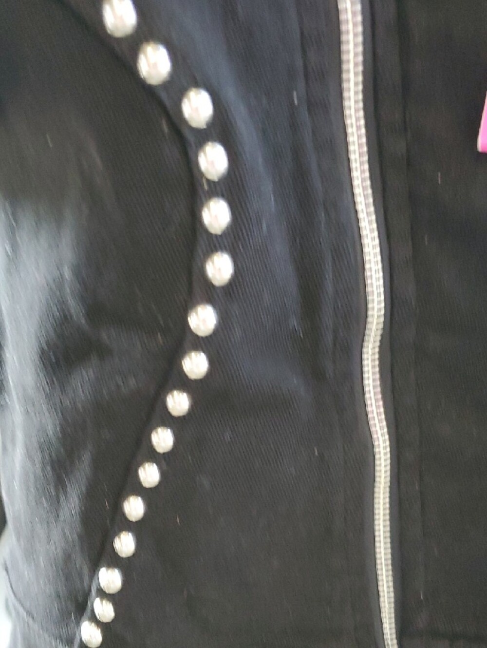 NWT RAMPAGE SIZE M WOMENS BLACK STUDDED DENIM JEAN JACKET - Picture 4 of 8